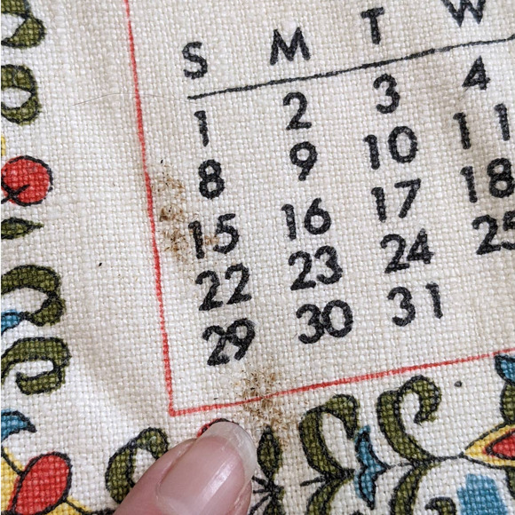 Vintage 60's Pennsylvania Dutch Style 1967 Calendar Linen Tea Towel with Sayings - Picture 9 of 10